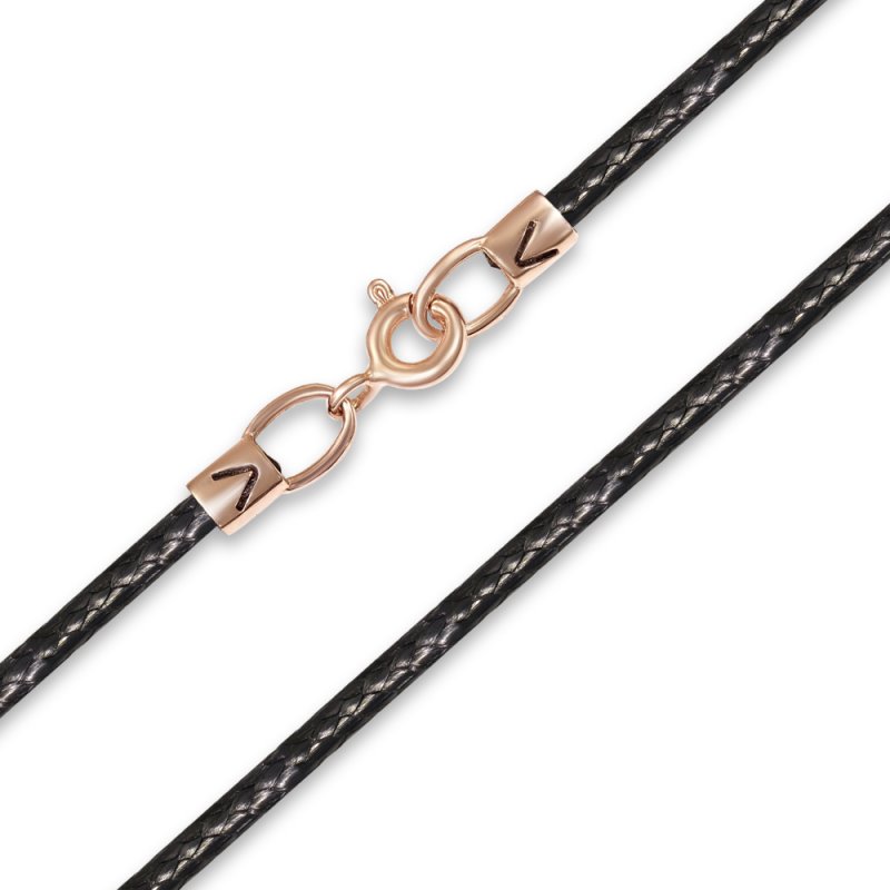 Шнурок текстильный с замком из золота 585 пробы