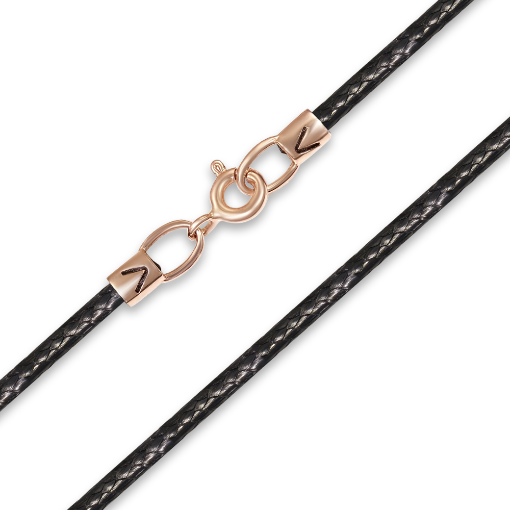 Шнурок текстильный с замком из золота 585 пробы