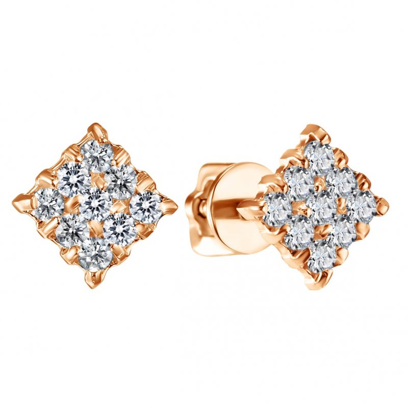 ПУСлКвадрат/пара/бцФ/з585 Серьги 585