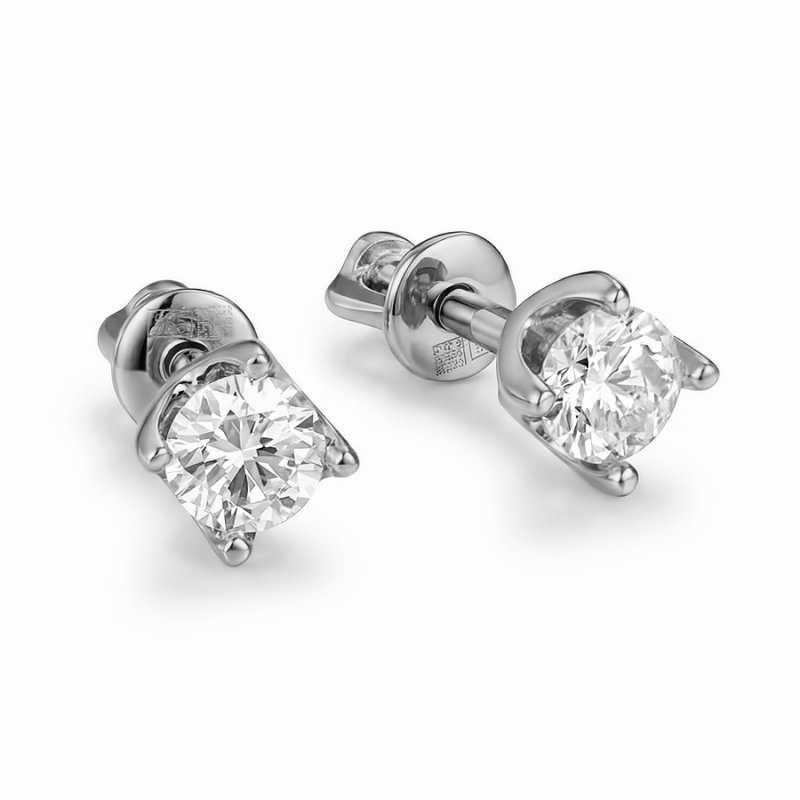 Серьги золотые из белого золота 585 пробы