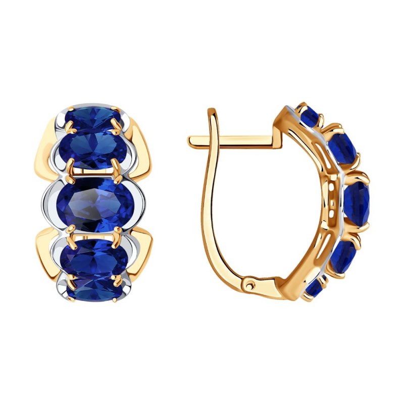 Серьги из золота 585 пробы с корундом
