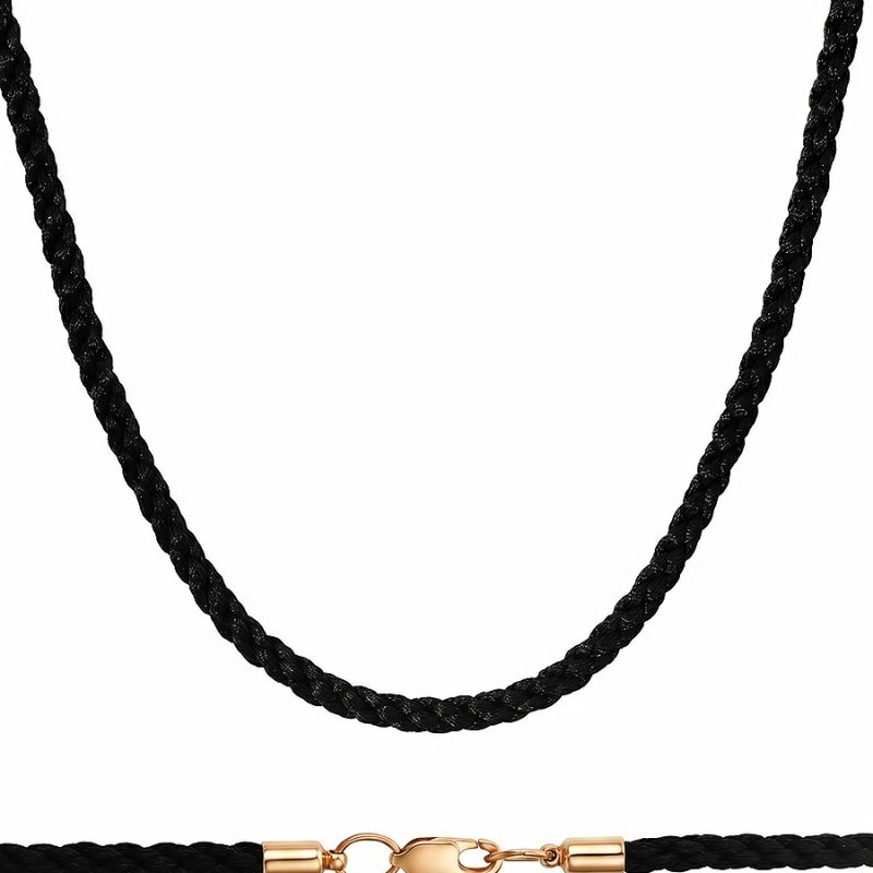 Шнурок текстильный с замком из золота 585 пробы