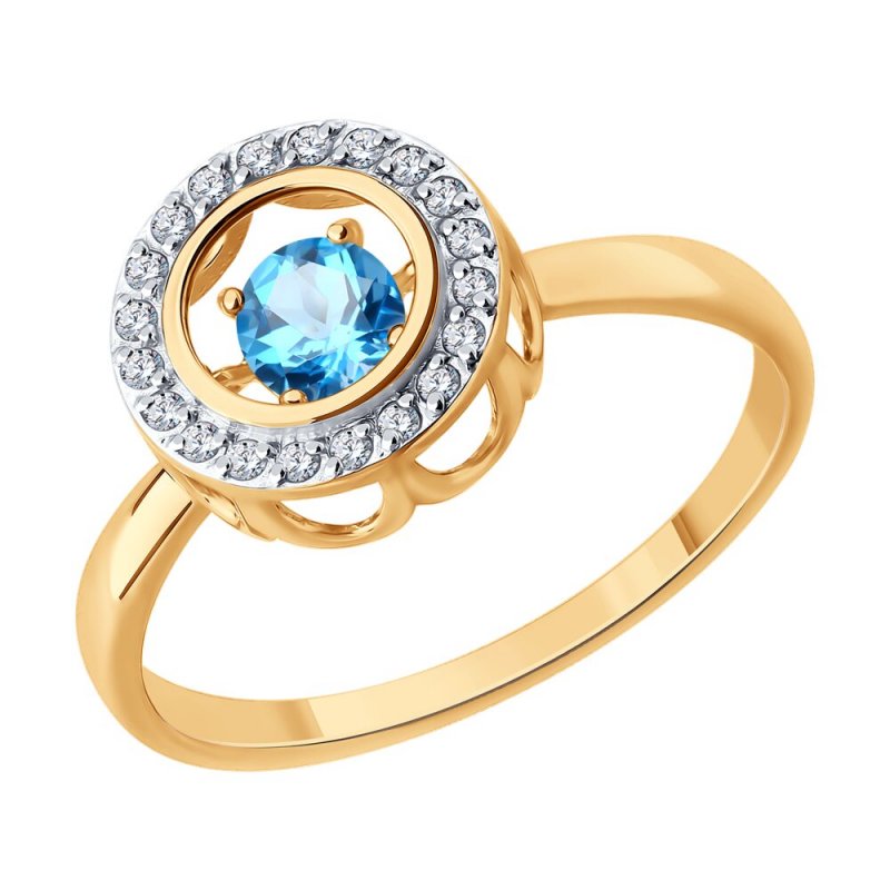 Кольцо из золота 585 пробы с топазом