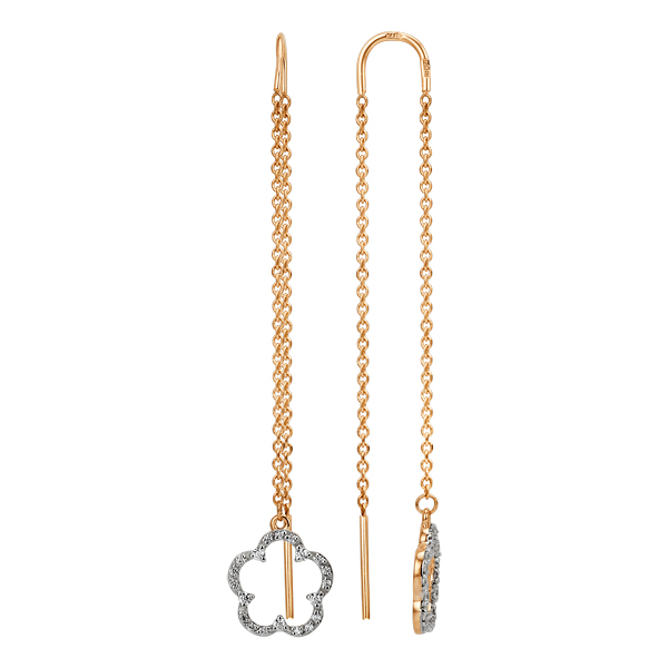 Серьги цепочки из золота 585 пробы длинные