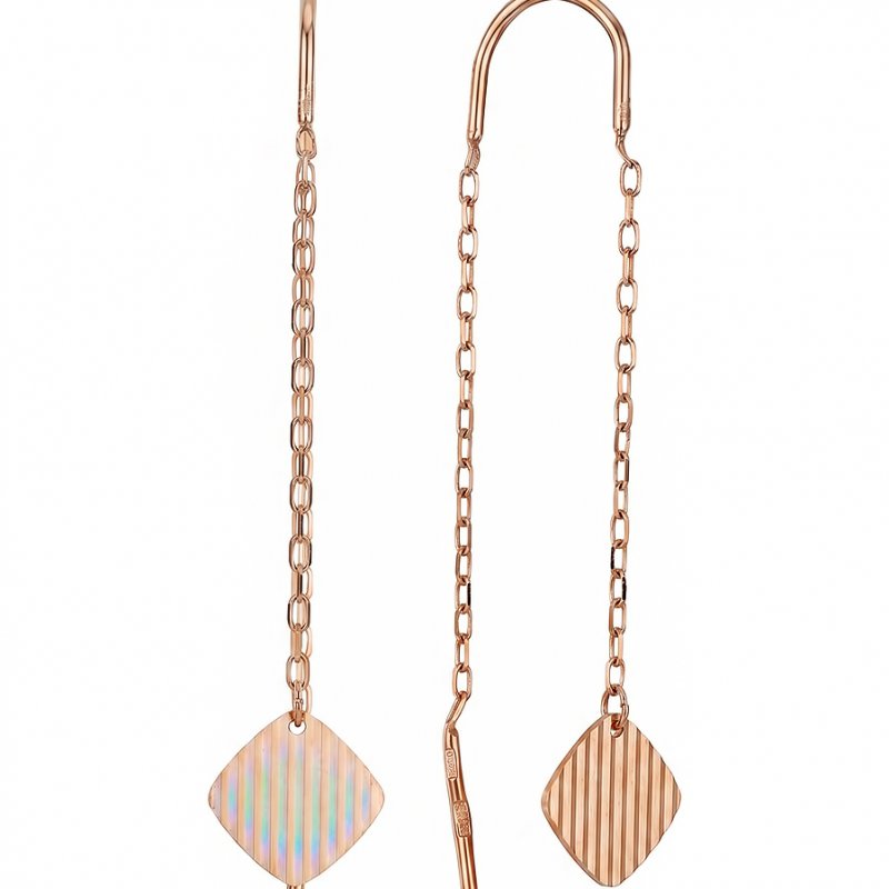 Серьги цепочки из золота 585 пробы длинные