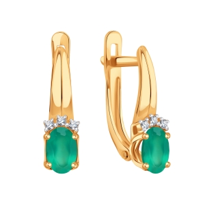 Серьги золотые 585 пробы с агатом